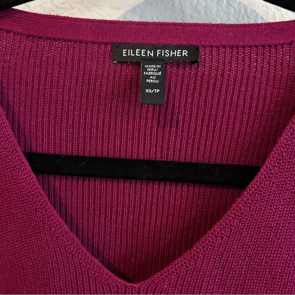 ❗️FINAL❗️Eileen Fisher Berry Sweater V-Neck XS Organic Cotton - Picture 4 of 5
